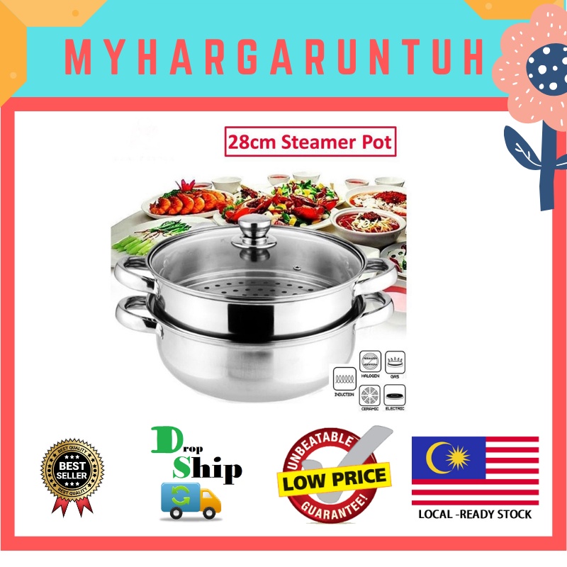 28cm 2 Tiers Pengukus Steamer Cookware Pot Periuk Kukus Steam Pot 2 ...