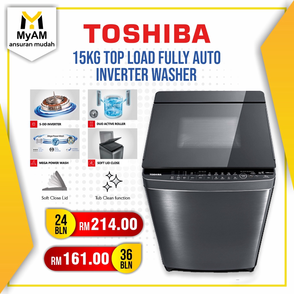 [Mesin Basuh] Ansuran Mudah Toshiba 15KG Top Load Auto Inverter Washing ...