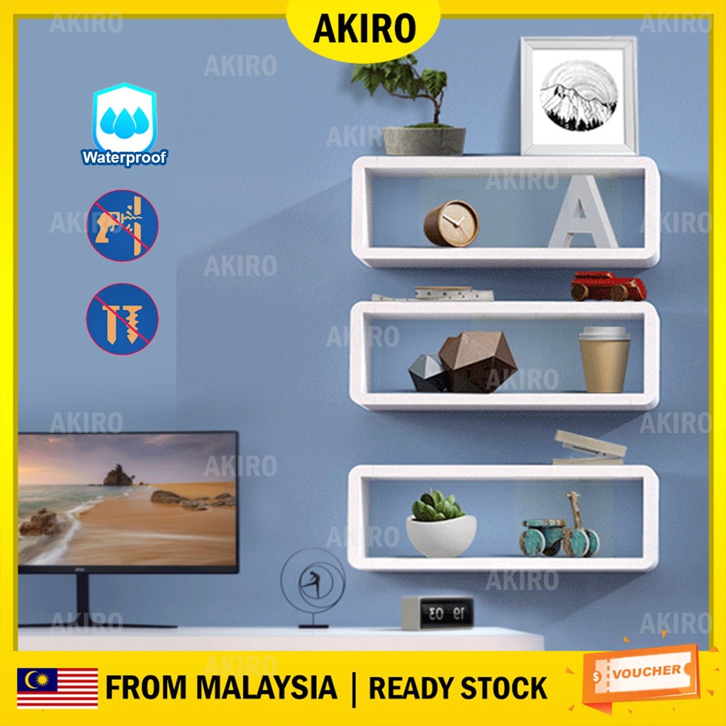 AKIRO Self Adhesive Wall Shelf Photo Frame Holder Home Decoration No