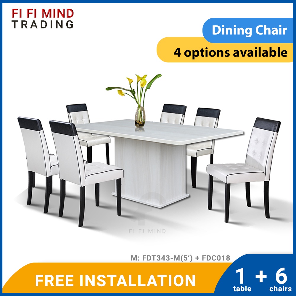 Loverrin Marble Dining Set/ Marble Dining Table/ Meja Makan 6 Kerusi ...