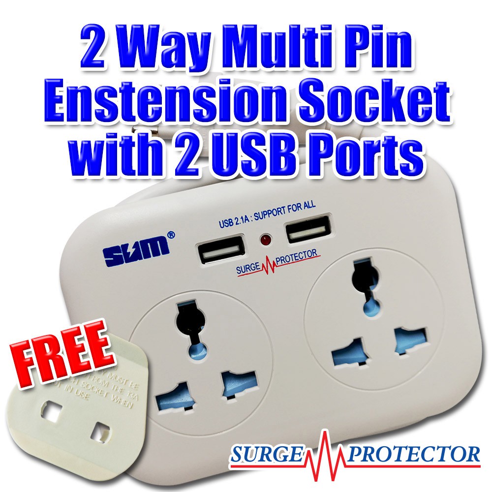 SUM 9218 - 2 WAY MULTI SOCKET WITH 2 USB | Shopee Malaysia