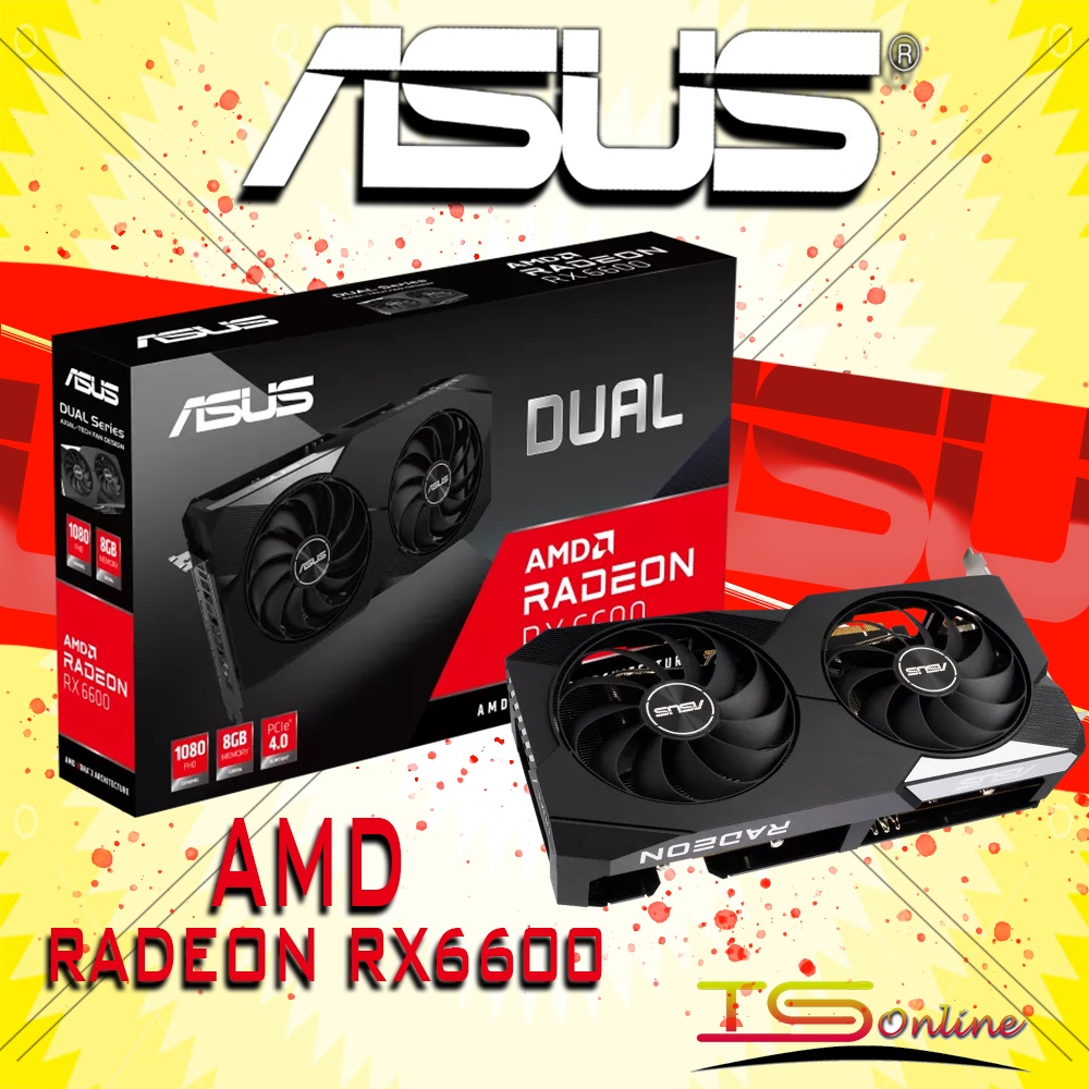 ASUS RX 6600 8GB GDDR6 PCIe 4.0 DUAL ATI AMD RX6600 8G D6 Graphic Card ...