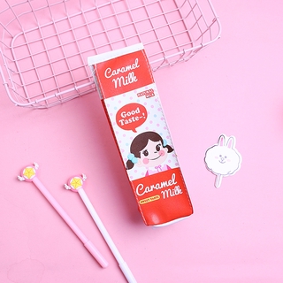 Kawaii Cute Cartoon Milk Box Pencil Case Korea Creative Large-capacity  Stationery Box Pencil Bag