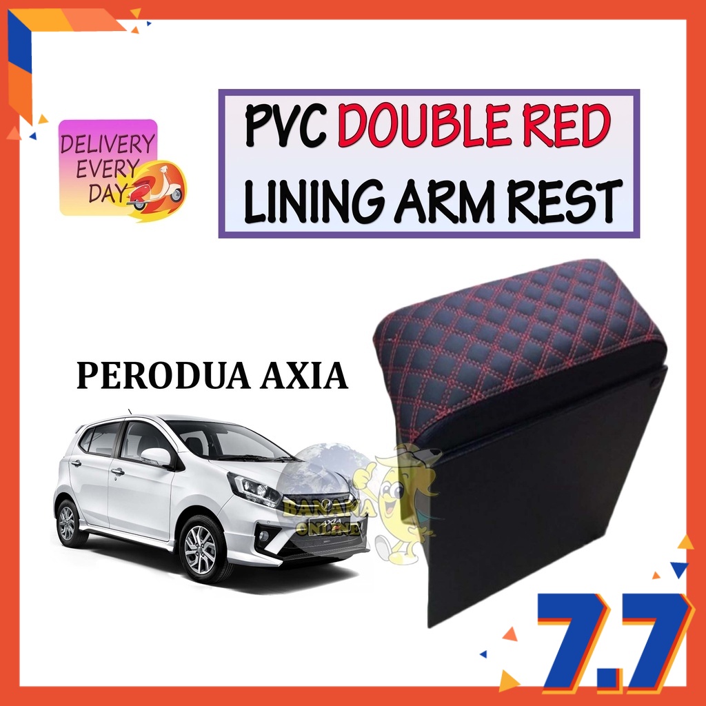 Perodua Axia Car Console Box Double Red Line Arm Rest Shopee Malaysia