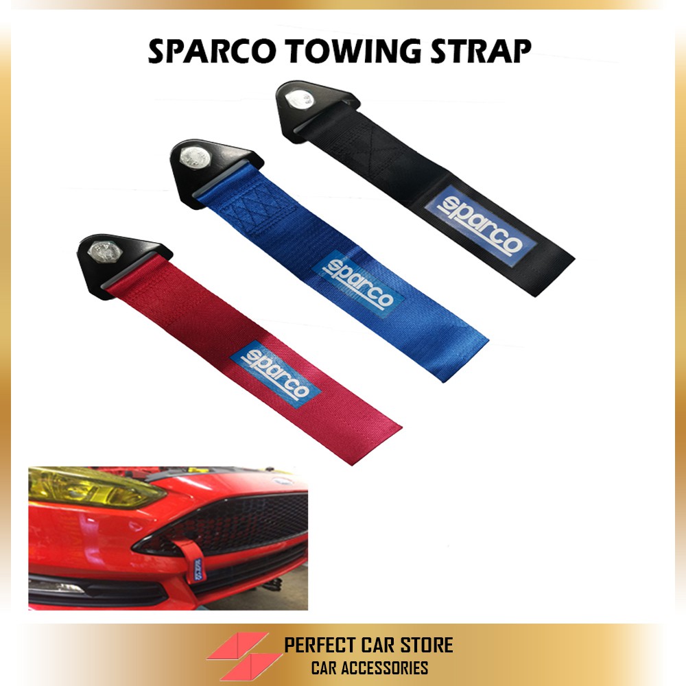 Sparco Universal Front Rear Racing Car Tow Towing Strap Bumper Hook
