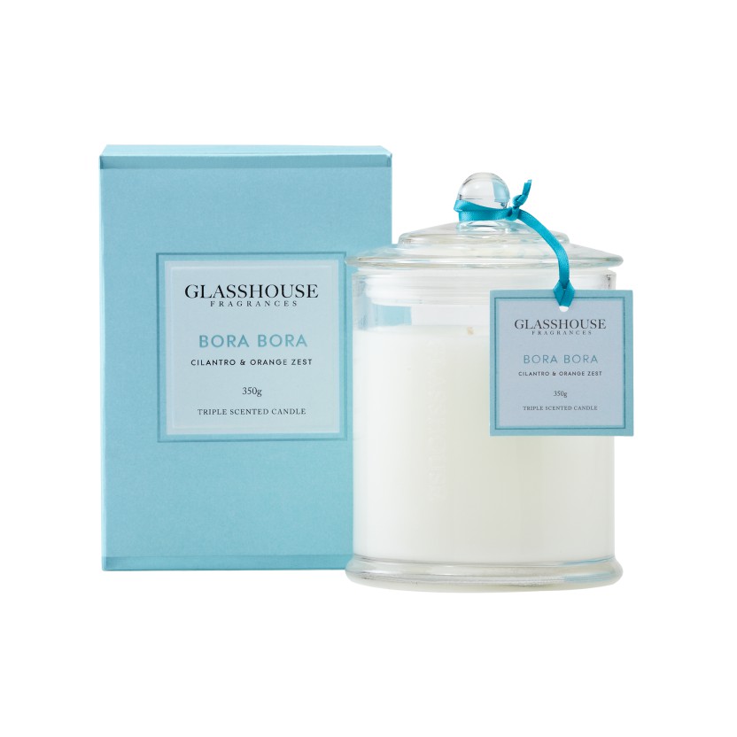 Glasshouse Large Triple Scented Candle 350g BORA BORA (Cilantro