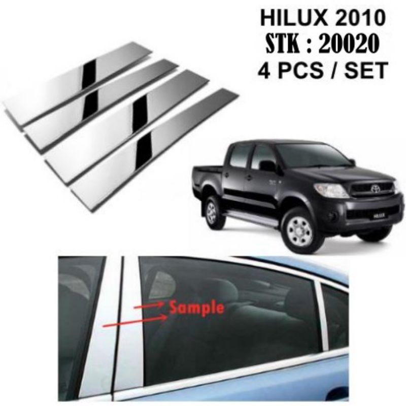 TOYOTA HILUX 2010 DOOR WINDOW PILLAR - BLACK / CHROME / GOLD (4 PCS ...
