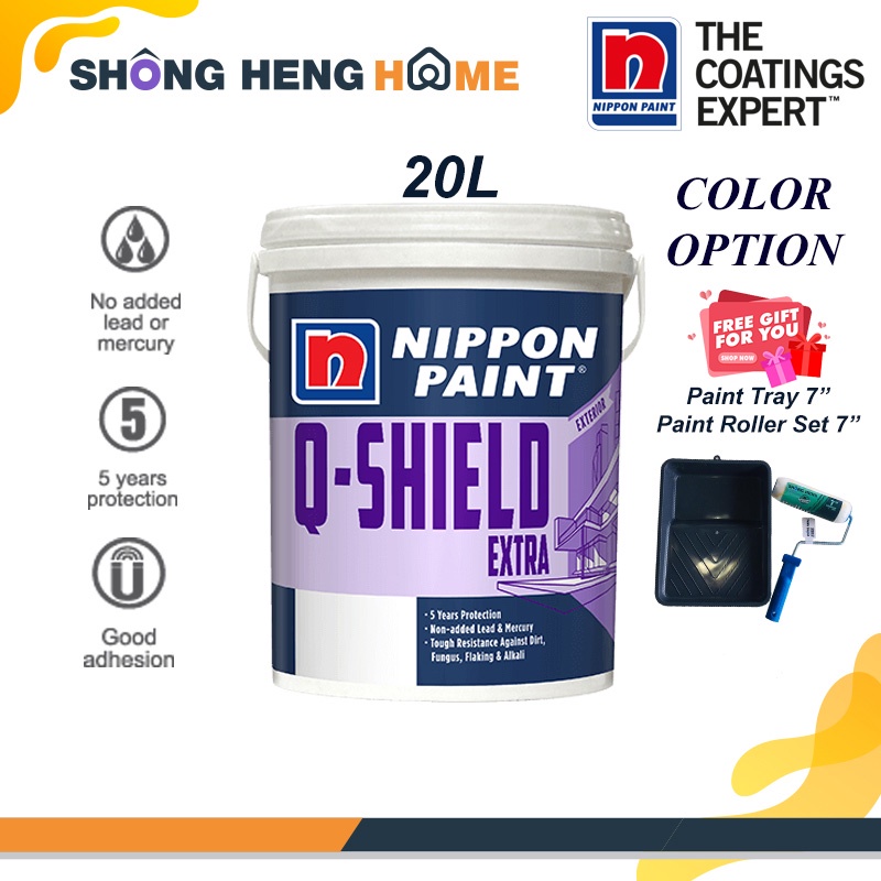 20L Nippon Paint QSHIELD EXTRA Exterior + Freegift [Color Option