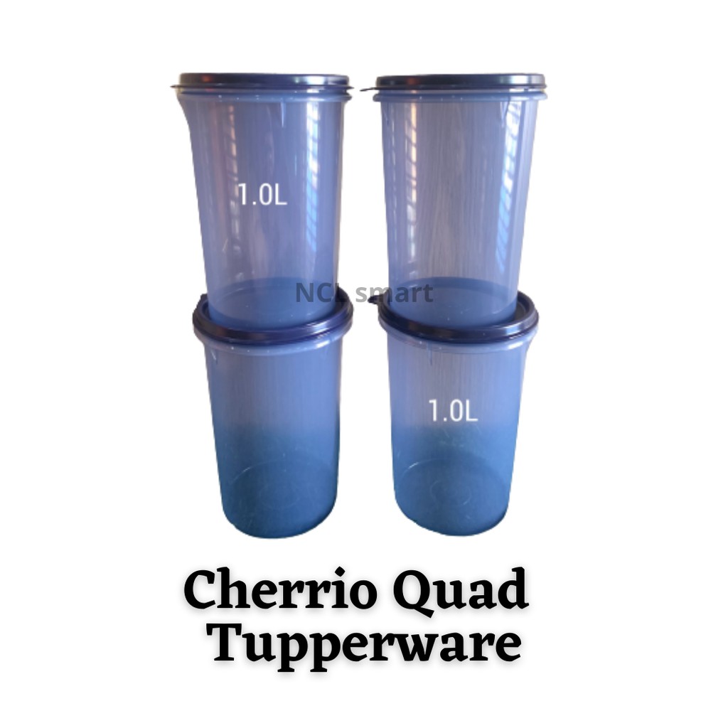 Tupperware Cherrio Quad 1.0L Color Grey Blue Rempah Keeper Sugar Kacang ...