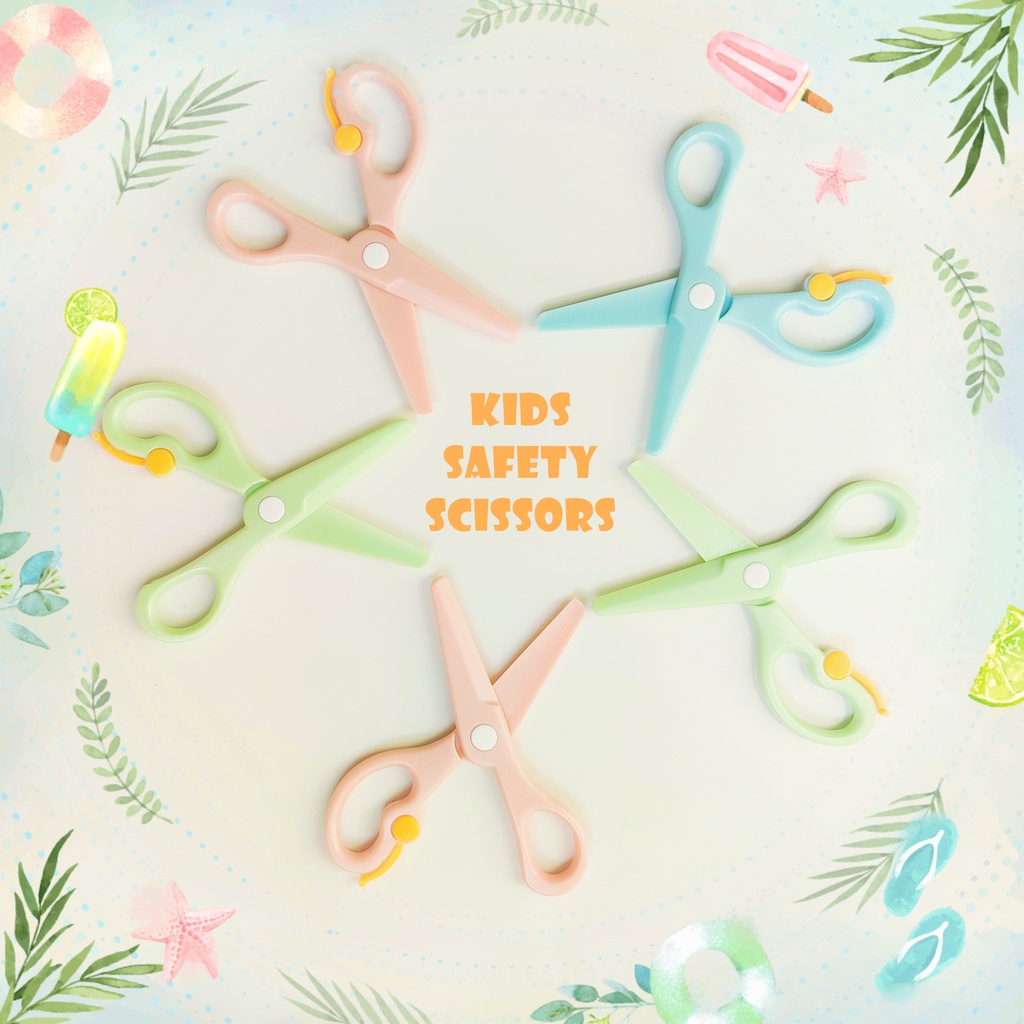 Pastel Colour Kids Safety Training Plastic Scissors Easy Bounce Blunt ...