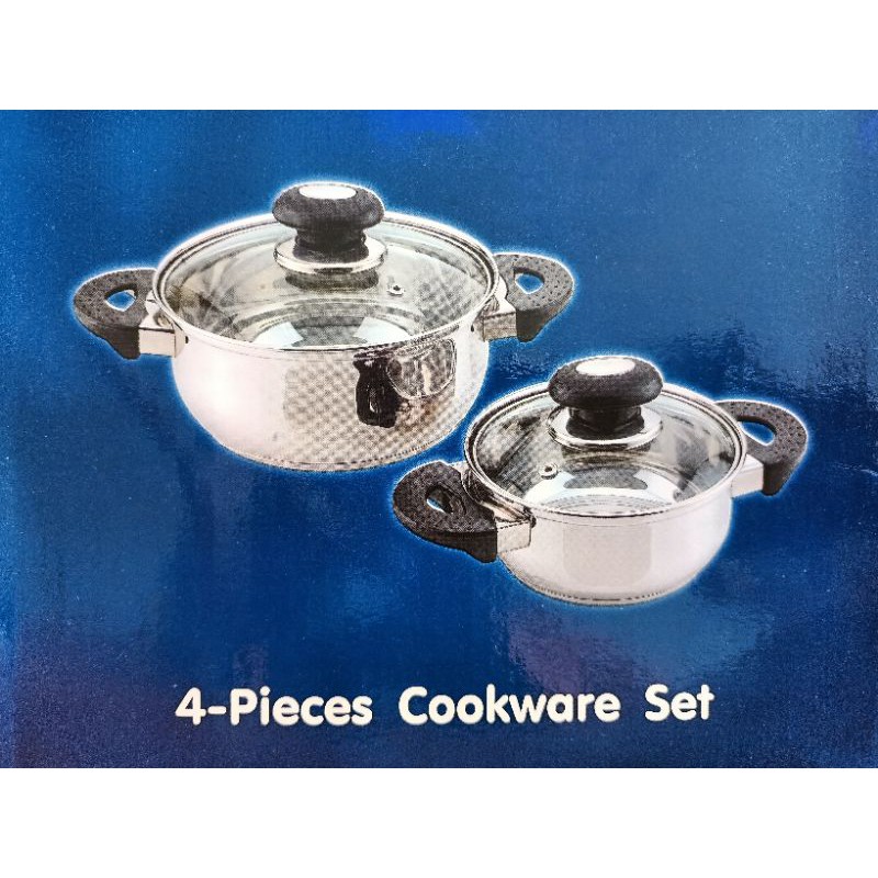 Stainless Steel Cooking Pot With glass lid (2 Sets cookware set 14cm ...