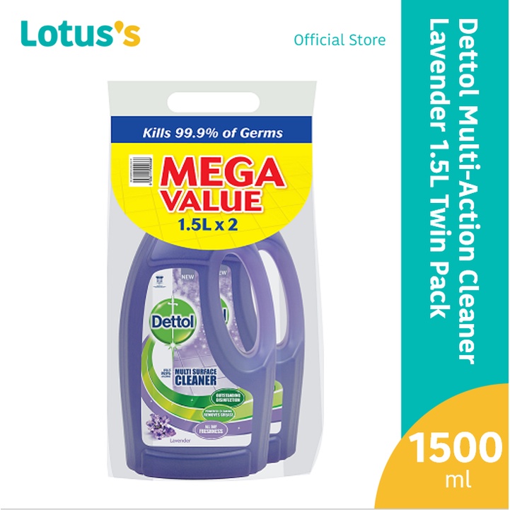 Dettol Multi-Action Cleaner Lavender 1.5L Twin Pack | Shopee Malaysia
