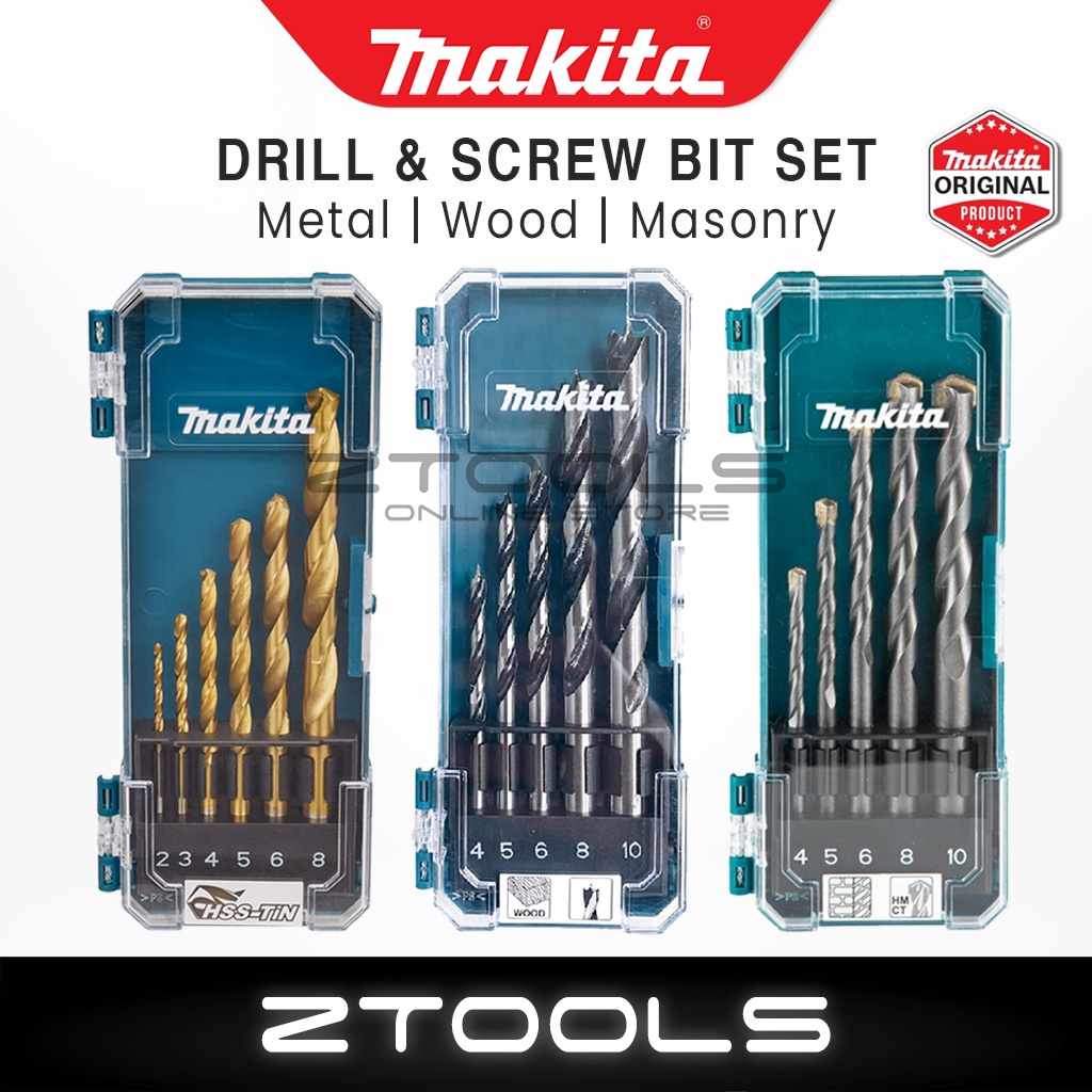 Makita Straight Shank Drill Bit Set Metal Wood Masonry Concrete Magnetic Screw Bit 5PCS 13PCS Shopee Malaysia