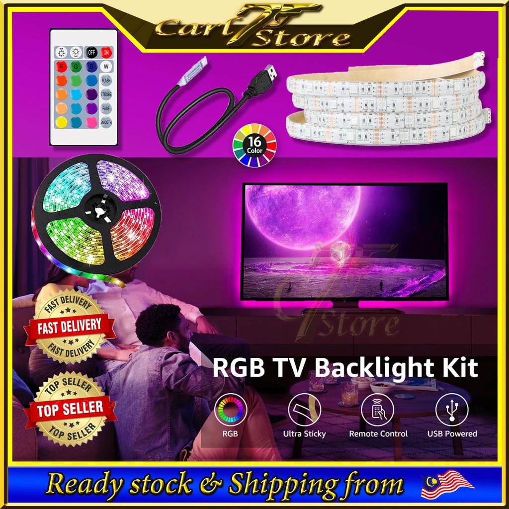 🔥[Ready Stock]🔥 RGB LED Strip WATERPROOF (RGB 5050 LED) Monitor/Tv ...