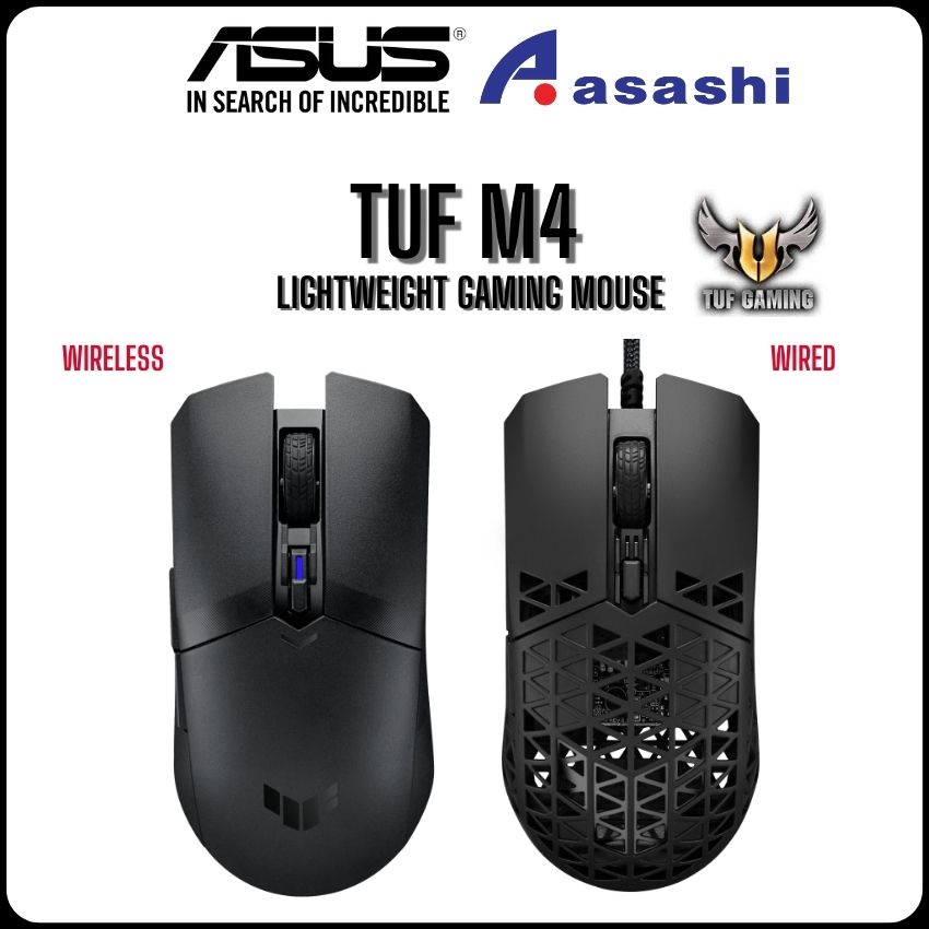 thumbnail image 2 of ASUS TUF Gaming M4 Air Gaming Mouse, Ultra Lightweight, 1.6 Oz (47 G), 16,000 Dpi, 6 Programmable Buttons, IPX6 Water Resistant, Antibacterial, Wired... 2 of 12
