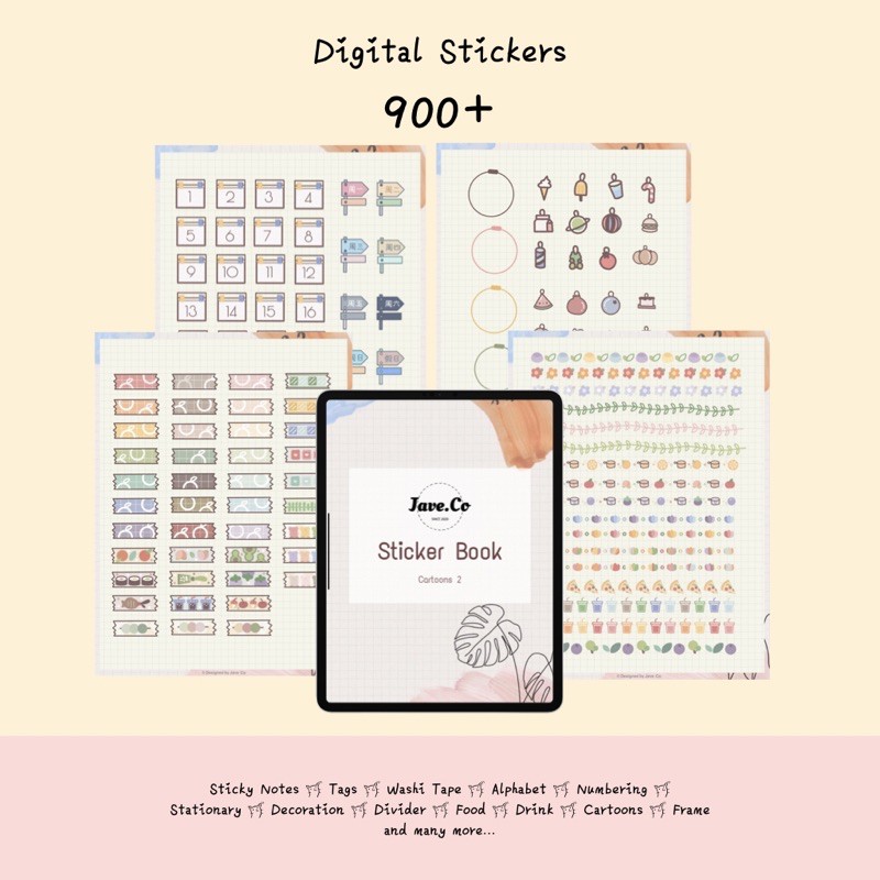 GoodNotes / PNG Digital Stickers Cartoons 2 / Sticky Notes / Divider ...