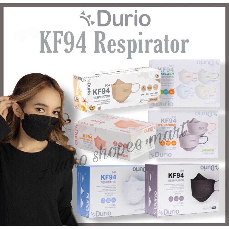 Durio KF94 Respirator Surgical Face Mask Black / White / Copper Oxide