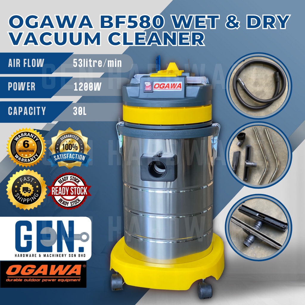 OGAWA HEAVY DUTY WET/DRY VACUUM CLEANER 30L BF575 STAINLESS STEEL CAR ...