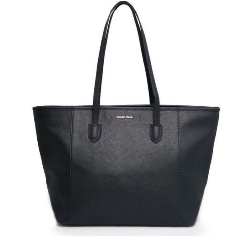 MNG Mango Touch Leather Large Top Zip Tote Shopee Malaysia