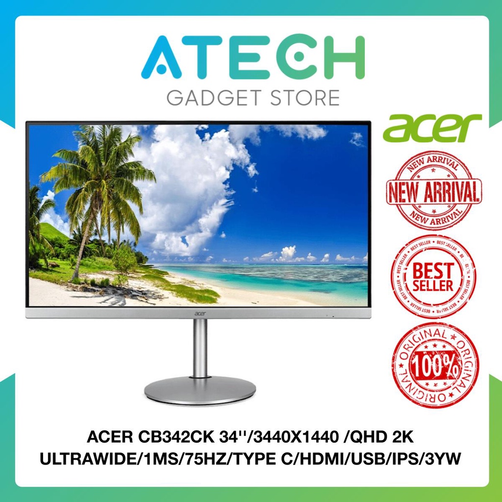 ACER CB342CK LED Monitor 34''/3440X1440 /QHD 2K ULTRAWIDE/1MS/75HZ/TYPE ...