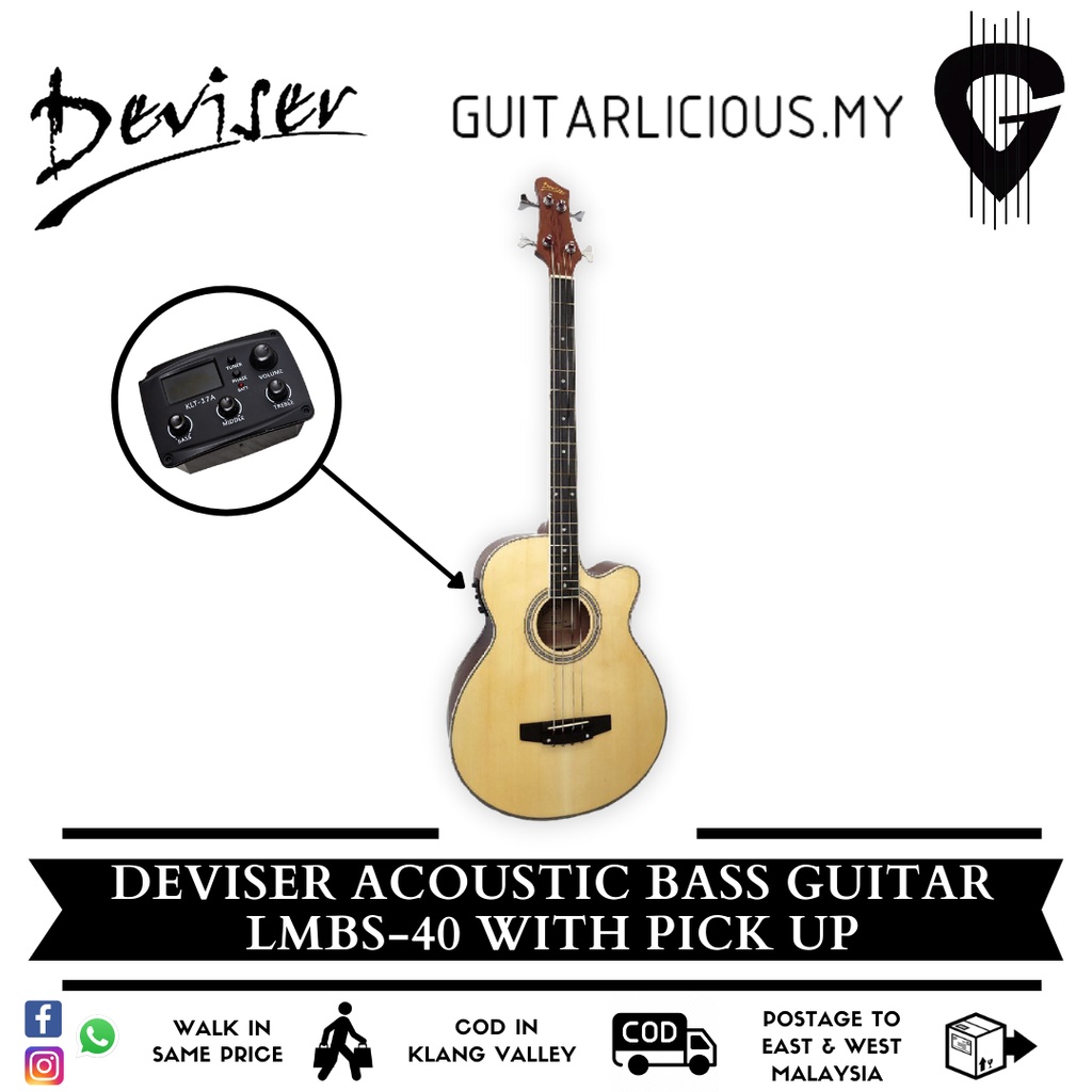 Deviser Acoustic Bass Guitar with Active PickUp All Natural (L