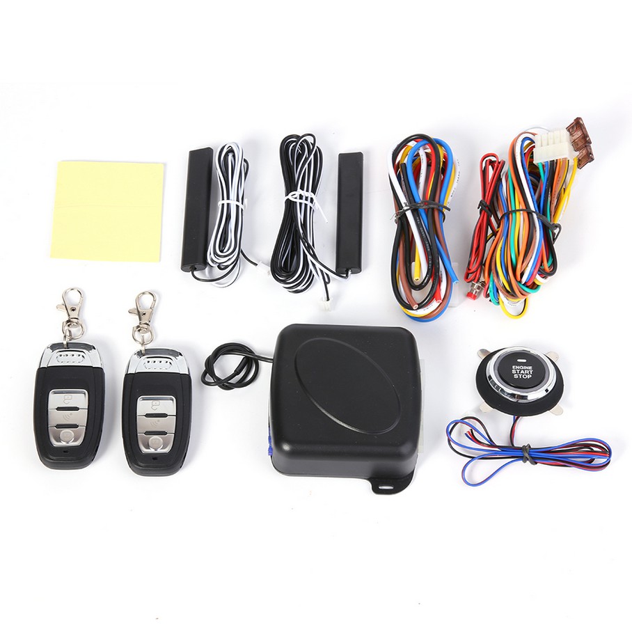 Car keyless entry engine start alarm system push button remote starter