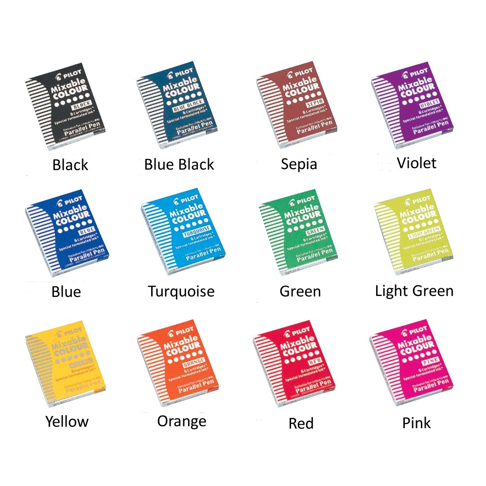 Pilot Parallel Pen Ink Cartridge 6pcs Set (Assorted Colors) | Shopee ...