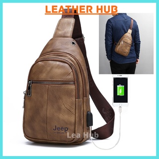 Malaysia Stock] 🇲🇾 Men's Leather Waist Pouch Chest Bag Cross