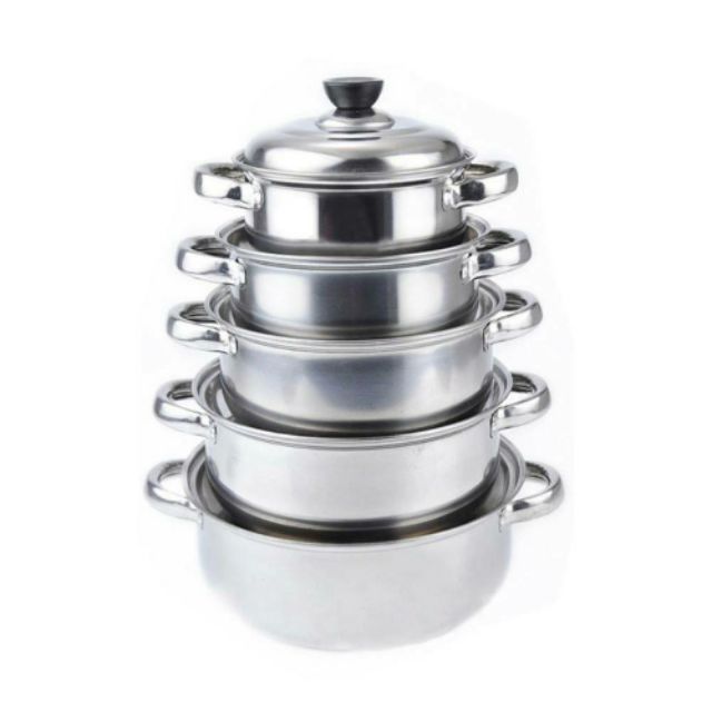 5 IN 1 SET MULTIPURPOSE POT STAINLESS STEEL CASSEROLE COOKWARE -5 IN 1 ...