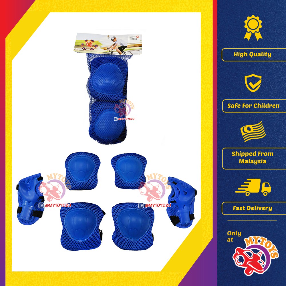 Safety Gear Wrist Elbow and Knee Guard 6pcs Adjustable Blue Outdoor