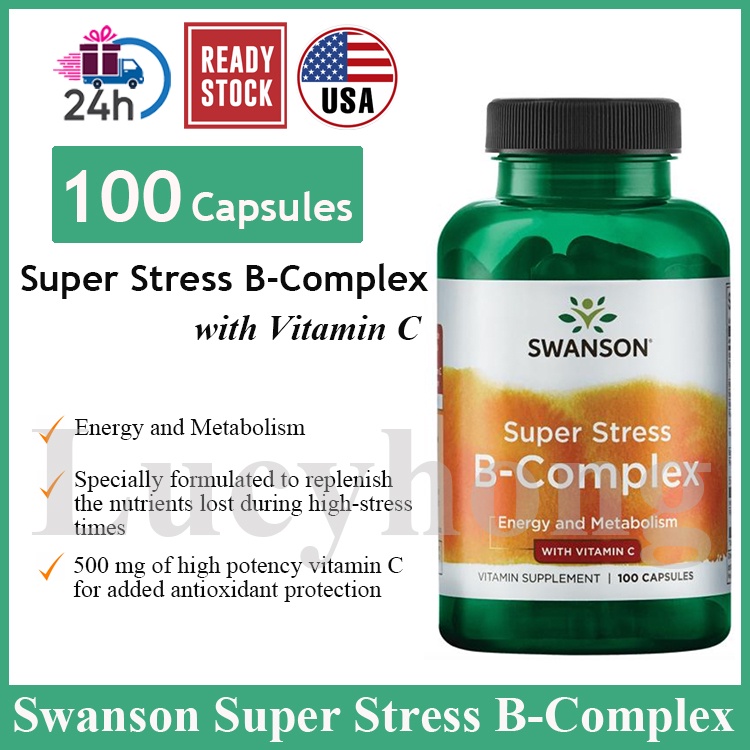 Swanson Super Stress Vitamin B-Complex With Vitamin C 100 Capsules/240 ...