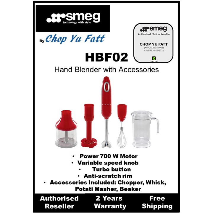 Smeg HBF02 50'S Retro Style Hand Blender with Accessories Shopee Malaysia