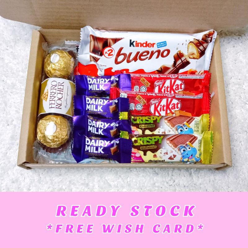 🎁 Free Wish Card Tbox Coklat Surprise Box Murah Bajet Hadiah Birthday Kitkat Kinder 1454