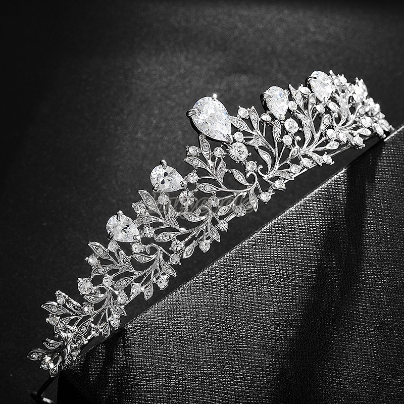 Vintage Gold Color Headband Hairband Porcelain Flower Leaf Zircon Headpiece Bride Women Wedding Accessories Bridal Hair Jewelry