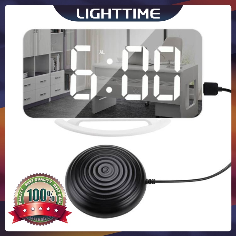 Creative Loud Vibration Alarm Clock Digital Led Mirror Clock With Bed  Shaker Adjustable Brightness For Heavy Sleepers Adult Deaf | Shopee Malaysia