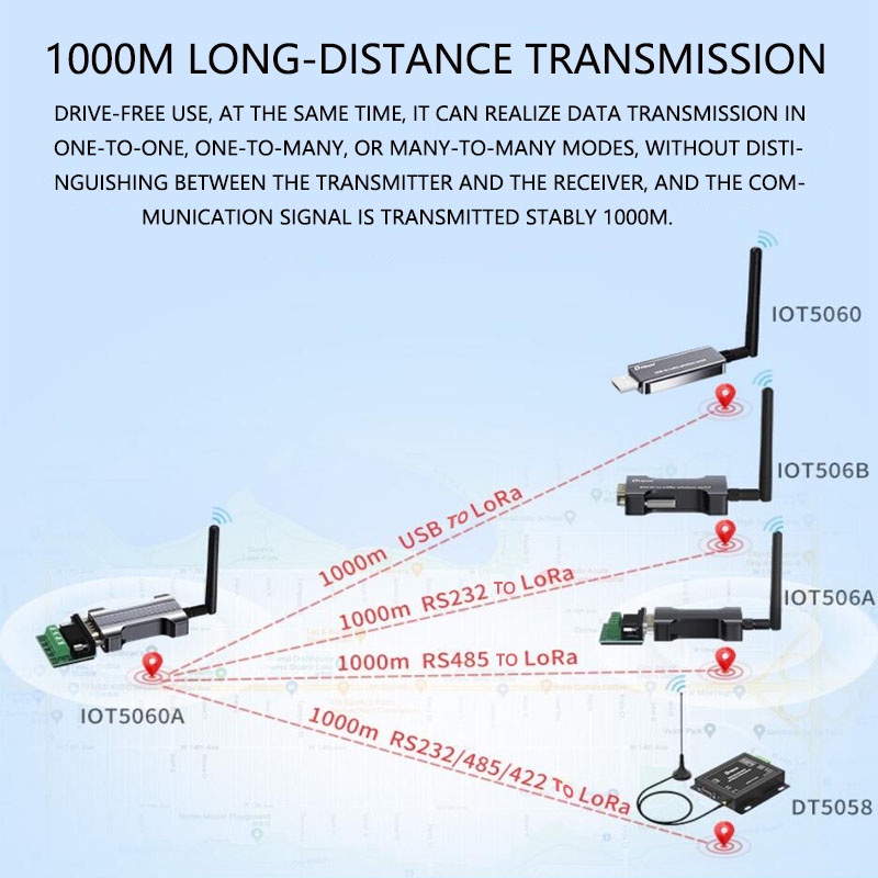 DTECH RS485 To LoRa / USB to LORA / RS232 to LORA Wireless Serial Port ...