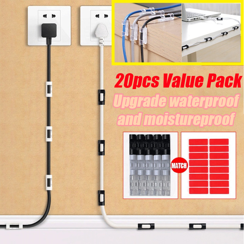 20pcs Self-adhesive Wire Organizer Line Cable Clip Buckle Plastic Clips ...