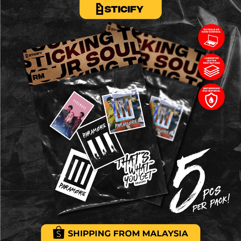 RMP008 PARAMORE STICKER PACK 5PCS HIGH QUALITY WATERPROOF GLOSSY ...