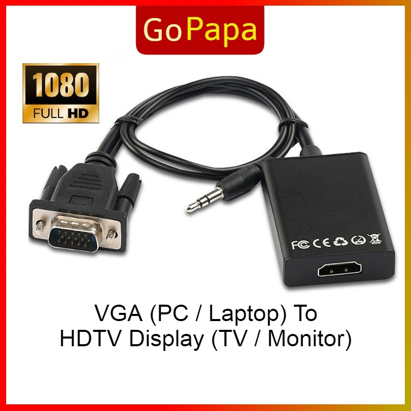 VGA to HDTV with Audio & Power VGA PC Laptop to HDTV Monitor Projector ...