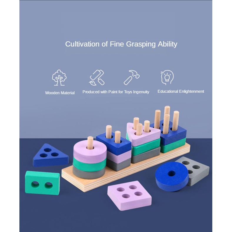 Nobie Store - Geometric Shapes, Stacker Stacking Sorting Block Shapes ...