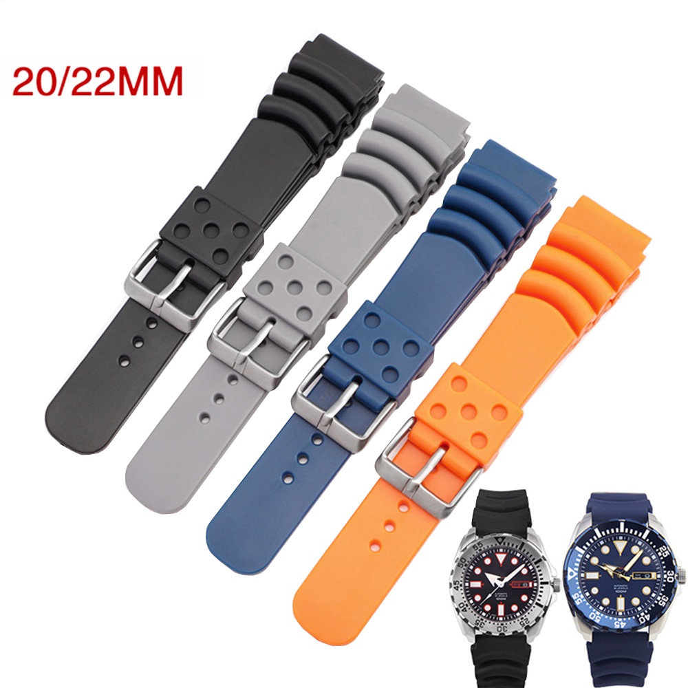 20 22 24mm Diving Rubber Watch Strap Waterproof Silicone Sport Wrist Band Bracelet Watchband for Seiko Diver Scuba for C