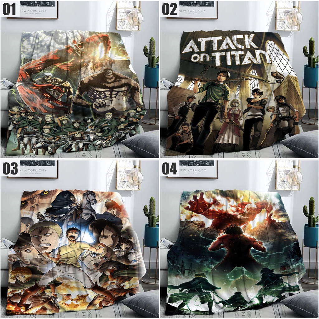 Attack On Titan Flannel Fleece Blankets customize 3D printed cartoon