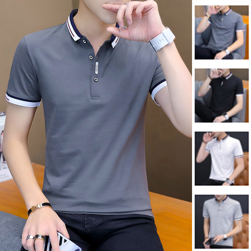 👍High Quality 🔥 Cotton Men's Plain Polo Shirts Short Sleeved T shirt ...