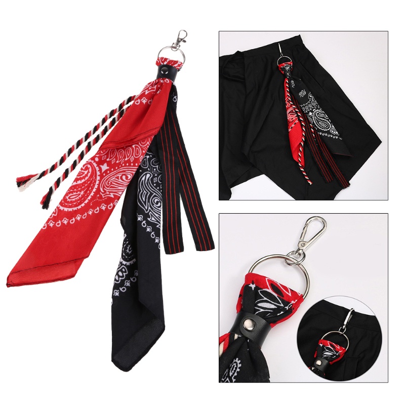 Mo* Paisley Bandana Kerchief Wallet Chain Ribbon Biker Headscarf Jean ...