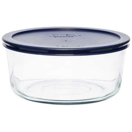 Pyrex 7 Cup Glass Round Storage Container Blue