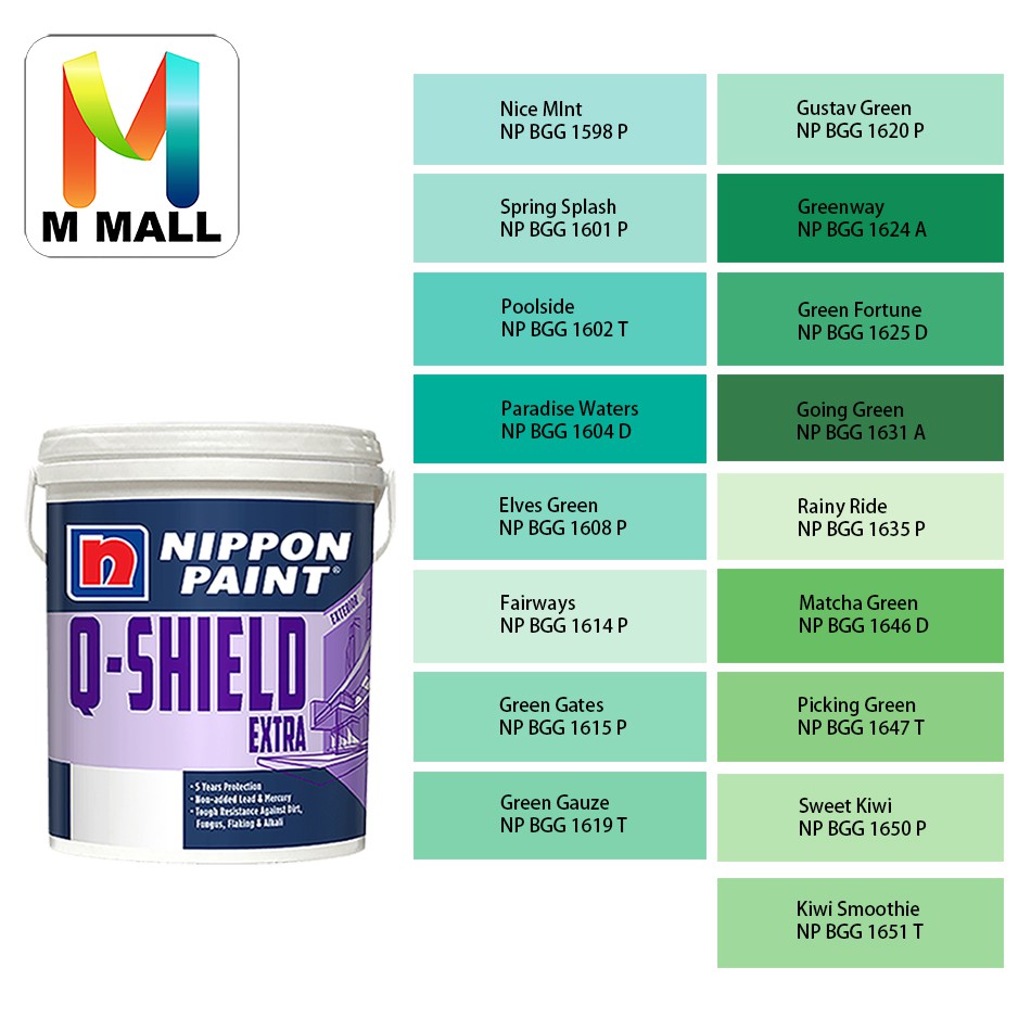 (15981651) 1L Nippon Paint Exterior QShield Extra Delightful Greens