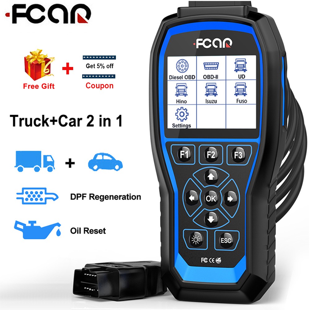 Fcar F506 PRO Heavy Duty Diesel Truck Diagnostic Scanner Tool ABS SRS ...