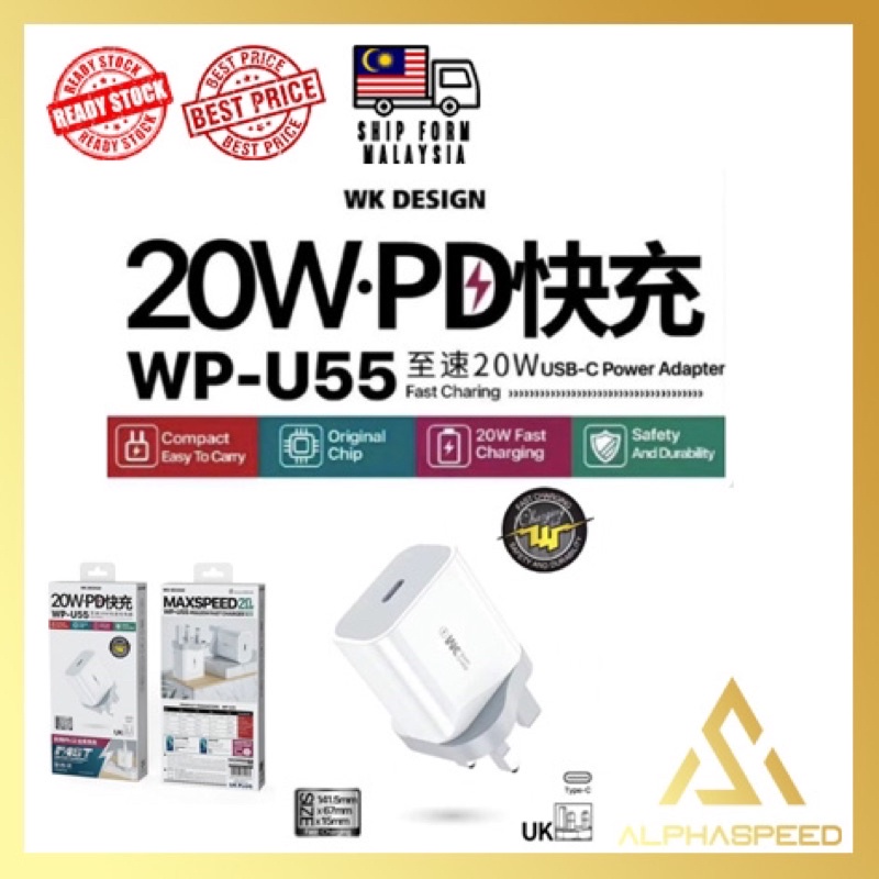 Wk Design Wp U Pd W Usb C Type C Fast Charger Shopee Malaysia