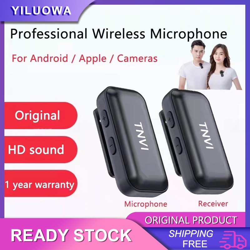 TNVI V3 Portable Wireless Lavalier Microphone System with 2PCS Mini Lapel Mic 50m Range Interview Vlog Live Online Class Recording