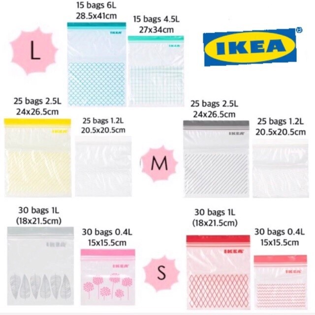 Ready stock Sweden Ikea Reusable Double Zip Lock Bag Plastic Bag Storage